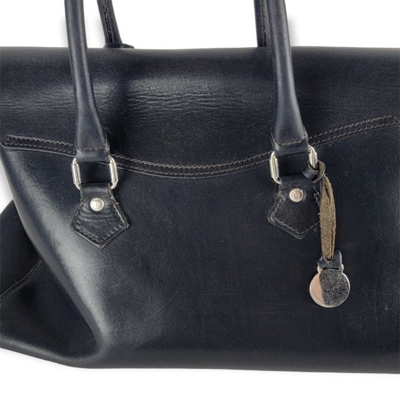 Vintage Dooney & Bourke Black Leather Satchel Bag with Key and Lock Italy - Picture 13 of 16